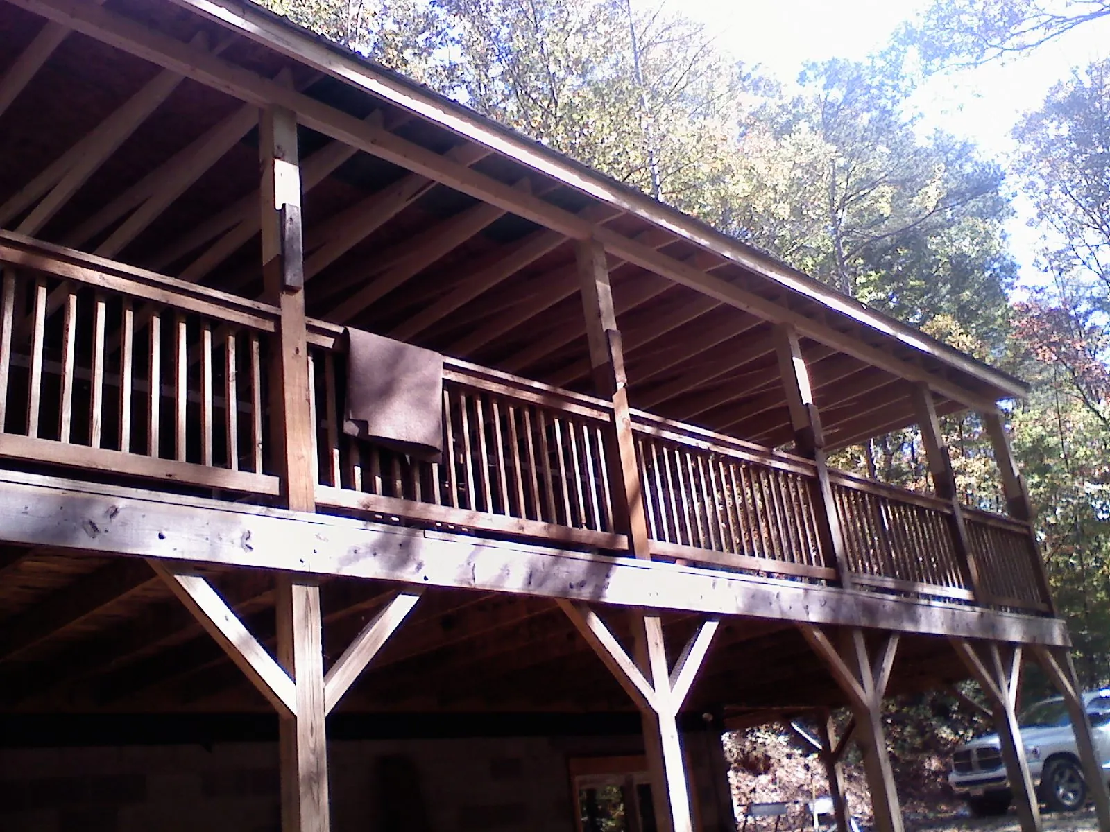 Timber framing under a new elevated porch and deck — Roof Leak Repair in Claysville by Roofing Brothers