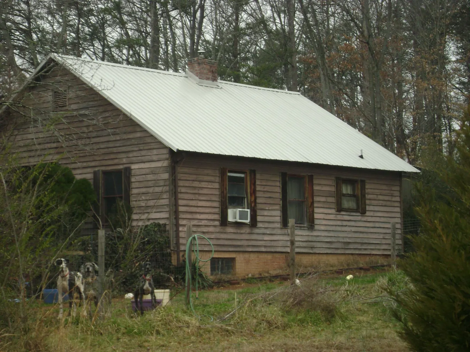 White metal roof on an old wood sided farmhouse, from a Asphalt Shingle Roof Repair job in Claysville